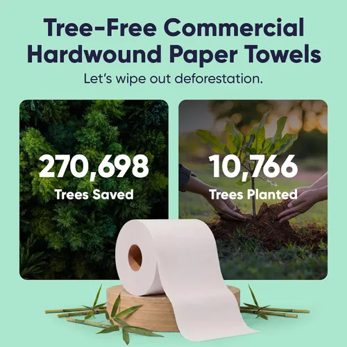 Miniatura 2 de Cloud Paper Toallas de papel 100 % de bambú para bobinadas duras, universales, blancas, 6 rollos por caja, 800 pies por rollo, suaves, fuertes
