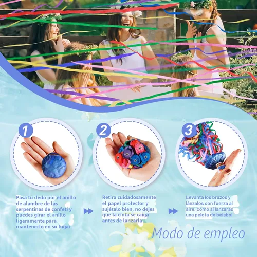 Miniatura 4 de Serpentinas sin desorden, paquete de 12 poppers de confeti sin desorden coloridos, poppers de fiesta para cumpleaños, boda, celebraciones, apertura