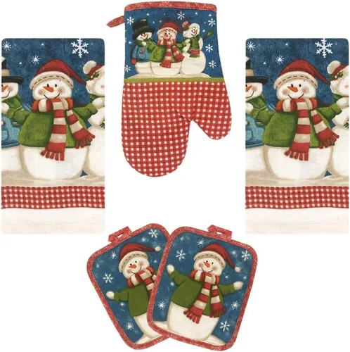 Miniatura 8 de Set de 5 piezas de toallas de cocina de lino 2 toallas 2 soportes para macetas 1 manopla para horno (Girasol 2)