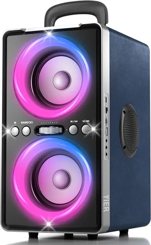 YIER Altavoz Bluetooth, altavoz de fiesta de pico de 240 W con graves grandes, tiempo de reproducción de 20 horas, TWS, BT5.3, caja de auge