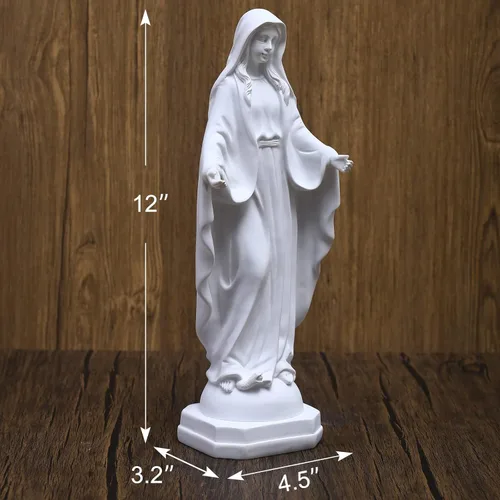 Miniatura 2 de QIANLING Estatua de Virgen María de 12 pulgadas para exteriores, decoración de patio, estatua religiosa al aire libre, protección solar, estatua