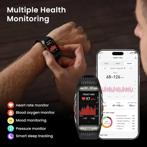 Miniatura 6 de Reloj inteligente GPS para hombres y mujeres, vidrio curvado 3D, cuerpo completo de acero inoxidable, 6 posicionamientos satelitales, brújula, 164.0