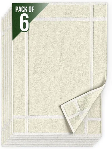Miniatura 20 de Pearl Linens Paquete de 6 alfombrillas de baño 100% algodón de 20x30 pulgadas, suaves y absorbentes de secado rápido, juego de alfombrillas de baño