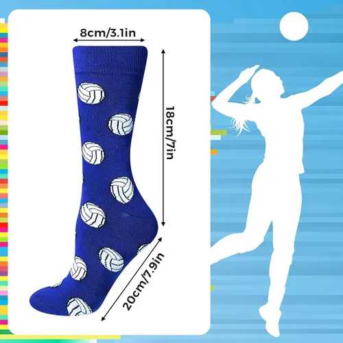 Miniatura 3 de 6 pares de calcetines de voleibol para hombre, divertidos calcetines deportivos para amantes del voleibol de fútbol, regalo para mujeres, correr