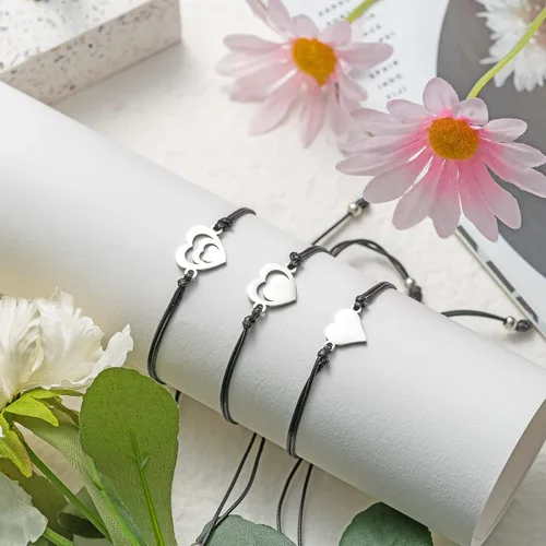 Miniatura 5 de B1ykin Generation Bracelets Mothers Day Gifts for Grandma Mother Auntie Adjustable Matching Cutout Heart Wish Bracelet Memento Jewelry Sets