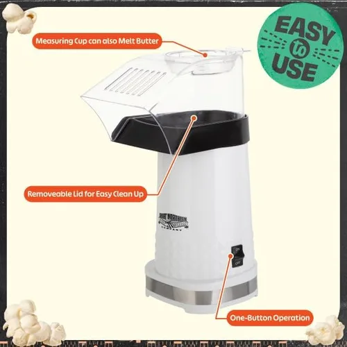 Miniatura 4 de Máquina eléctrica de palomitas de maíz de 1200 W, máquina de palomitas de maíz rápida sin aceite, máquina de palomitas de maíz con taza medidora