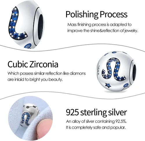 Miniatura 52 de Pandach 12 dijes de cumpleaños con signo del zodiaco de plata de ley 925 con piedra natal para mujer, pulsera, collar, pulsera, regalo para mujeres
