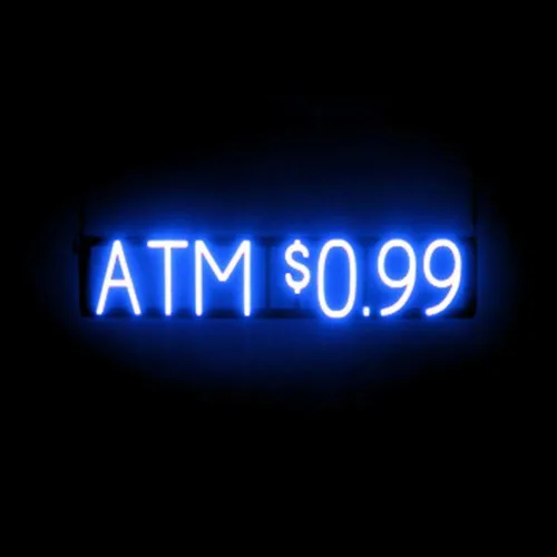 Miniatura 25 de SpellBrite Letrero de cajero automático para negocios Señales relacionadas con cajeros automáticos y EBT con aspecto de neón, luz LED verde 14.6