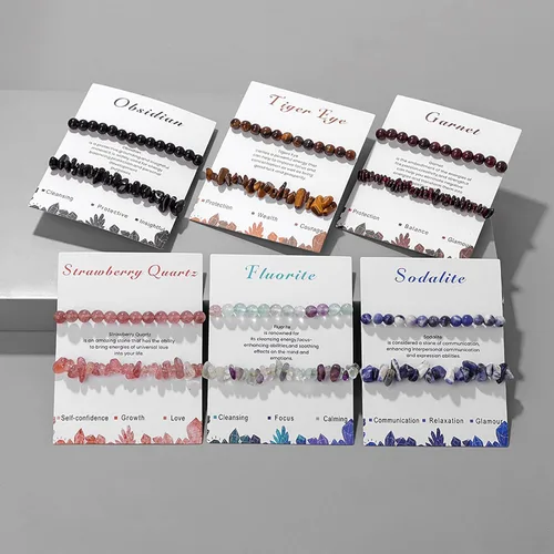 Miniatura 34 de Pulseras de cristal curativo para mujer, 2 pulseras de piedra natural de 0.236 pulgadas, pulseras elásticas de cuentas de cristal hechas a mano
