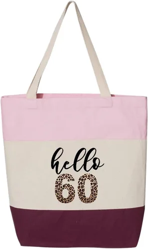 Hello 60 Leopard Tote, 60Th Birthday Gift idea, 60th Birthday Present