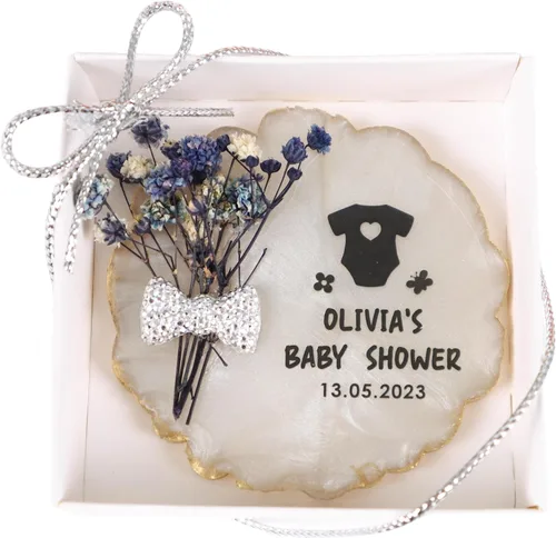HTF - Paquete de 5 imanes personalizados de resina epoxi para baby shower, regalos para baby shower, regalos de baby shower, revelación de género,