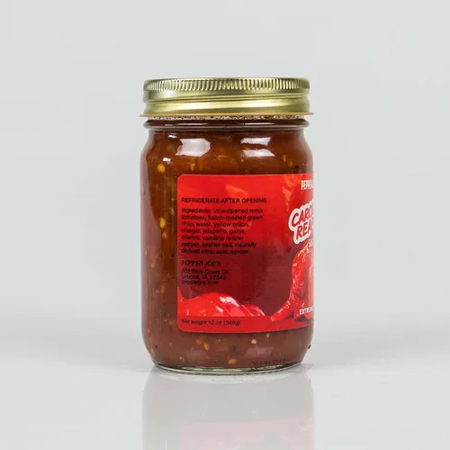 Miniatura 3 de Pepper Joe's Carolina Reaper Salsa - Salsa supercaliente peligrosamente deliciosa con pimienta más picante del mundo - Tarro de 12 onzas de salsa