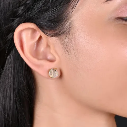 Miniatura 5 de Gempires Natural Raw Prong Setting Stud Earrings, 8-10 mm Crystals Earring, Handmade Jewelry, Gift for Her
