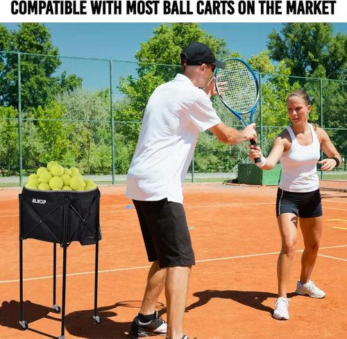 Miniatura 6 de Bolsa para pelotas de tenis, bolsa de almacenamiento de repuesto con bolsillos laterales, bolsa ligera para carrito de enseñanza para pickleball