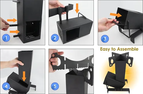 Miniatura 5 de Estufa plegable tipo cohete de StarBlue con bolsa de transporte incluida - Una estufa portátil de leña para acampar con cámara de combustible
