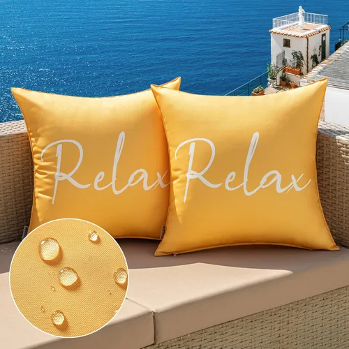 Miniatura 8 de MIULEE Juego de 2 fundas de almohada impermeables para exteriores, fundas de almohada cuadradas decorativas para exteriores, para silla, patio, Rojo