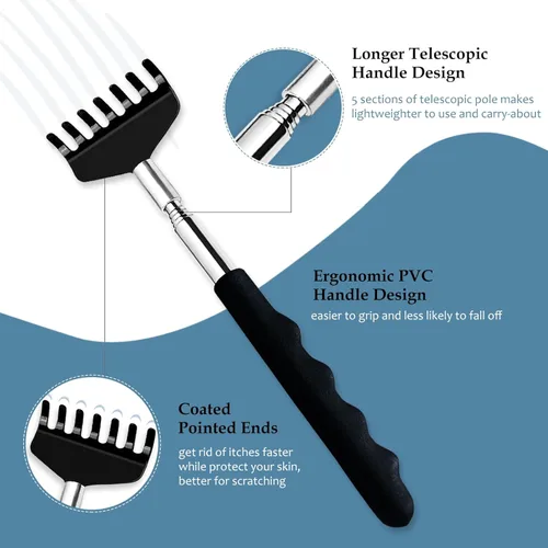 Miniatura 2 de Yexixsr Paquete de 3 rascadores de espalda extensibles de metal para hombres, mujeres y adultos, masajeador telescópico de espalda con asas de goma