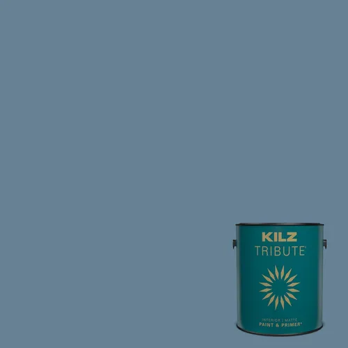 Miniatura 138 de KILZ TRIBUTE Pintura e imprimación, para interiores, semibrillante, Vintage Indigo, 1 galón Índigo Victoria