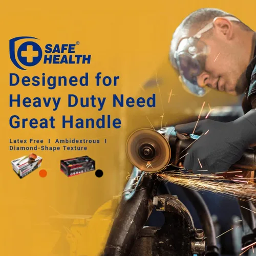 Miniatura 5 de Safe Health Guantes desechables industriales de nitrilo, color negro, 6 mil, naranja de 8 mil, textura de diamante Naranja 1 Caja de 900 Pcs-xxl