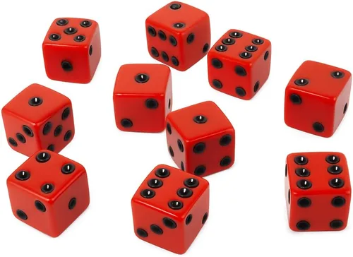 Miniatura 10 de 10 dados de juego de 0.630 in (negro con puntas rojas)
