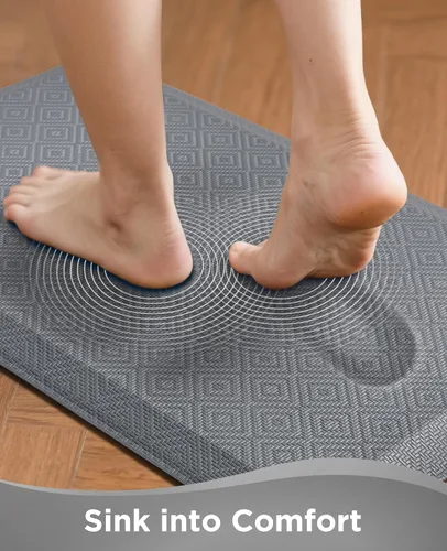 Miniatura 2 de Ophanie Tapetes de cocina para piso, alfombras de cocina, 20 x 32 pulgadas, antifatiga, tapete acolchado de pie, impermeable, cómodo tapete Gris