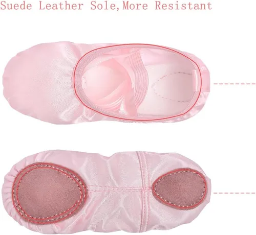 Miniatura 2 de Stelle Zapatos de ballet para niñas pequeñas, zapatillas de ballet de saténpurpurina para bailar (bebépequeñoniños grandes)