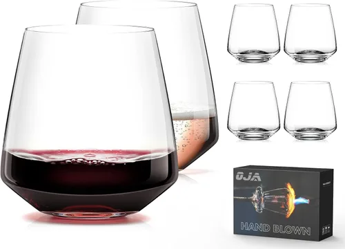 Miniatura 15 de Juego de 4 copas de vino tinto, grandes copas de cristal Burgundy sopladas a mano - ultra delgadas, ligeras para cata de vinos, 23.5 onzas, regalos