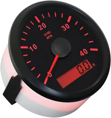 Miniatura 2 de ELING Tacómetro impermeable con contador de revoluciones revolucionarias con medidor de horas 0-4000 RPM, 3.346 in, 9-32 V con retroiluminación