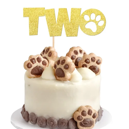 Miniatura 10 de 1 pieza de decoración para pastel de tercer cumpleaños con purpurina negra con pata de perro de tres años de edad, cachorro de perro, hueso de hueso