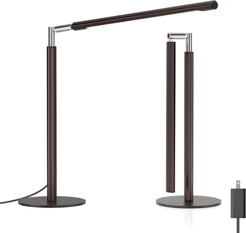 Miniatura 12 de Lámpara de Escritorio LED Blanca - Luz de Escritorio Industrial Plegable para Oficina en Casa, Lámpara de Mesa Regulable de 15W para Lectura
