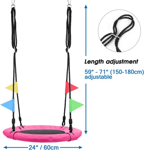 Miniatura 6 de Odoland Columpio de Árbol para Niños de 24" - Columpios Pequeños Tipo Platillo para Exteriores con Tela Oxford 900D, Equipo de Juego para el Patio