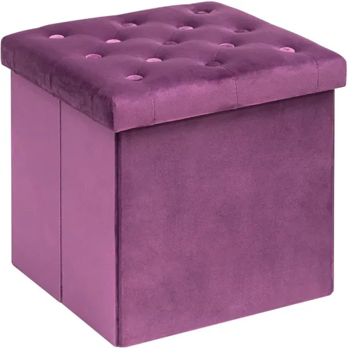Miniatura 14 de B FSOBEIIALEO Otomana de Almacenamiento Plegable, Banco Largo de Zapatos Otomanas, Asiento Reposapiés de Cofre de Almacenamiento de Terciopelo Gris
