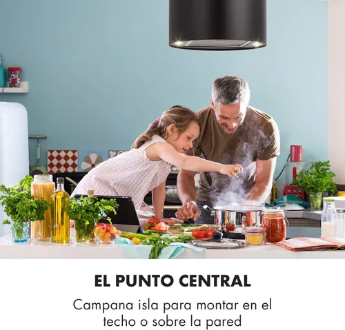Miniatura 3 de Klarstein Campana extractora de isla colgante, ventilador extractor para islas de cocina, flujo de aire de 558 m³/h, temporizador, ventilador