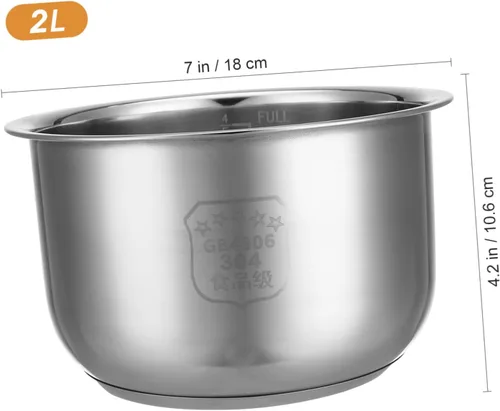Miniatura 5 de SHERCHPRY Instants Pot - Olla de cocina interior de acero inoxidable de 2 litros, recipiente interior de repuesto para olla a presión tradicional