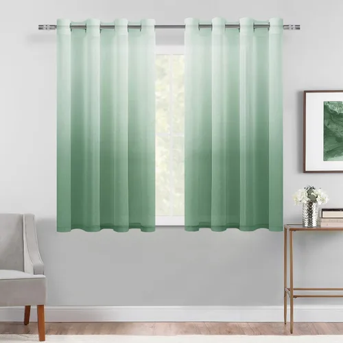 Miniatura 53 de DWCN Cortinas Transparentes Ombré - Cortinas de Lino Sintético con Gradiente Semi Voile con Ojales en la Parte Superior para Dormitorio y Sala