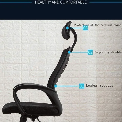 Miniatura 3 de Silla ergonómica de oficina de malla con respaldo medio, silla de escritorio giratoria, silla de computadora con reposabrazos soporte lumbar (negro)