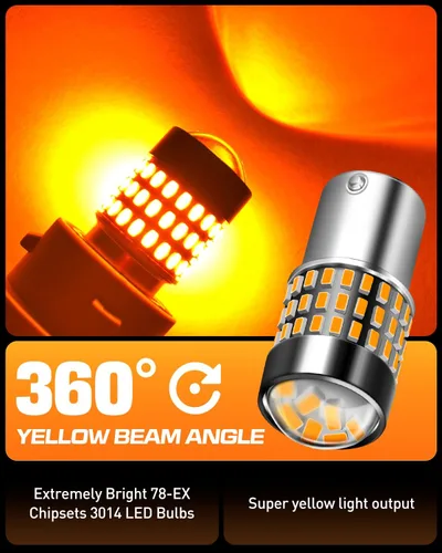 Miniatura 2 de 1156 Bombillas LED Ámbar Amarilla Luz de Señal de Giro 400% de Brillo 1141 1003 7506 Bombillas LED P21W Usadas para Luces Intermitentes Luz Trasera