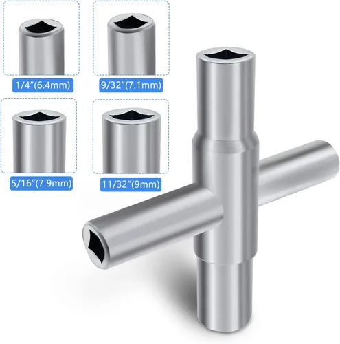 Miniatura 3 de Llave Sillcock de 4 vías Llave multifuncional Llave cruzada de acero Llave de apertura universal Plomeros Electricistas Herramienta para medidor