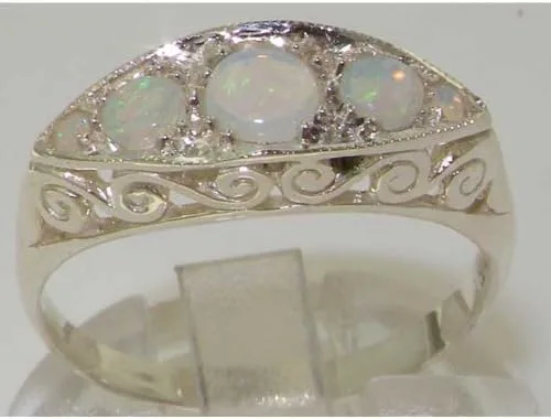 Miniatura 5 de Anillo de plata de ley 925 con ópalo natural para mujer, tallas 4 a 12 disponibles