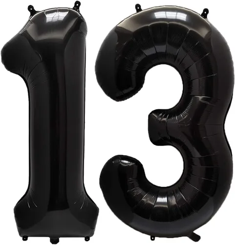 Miniatura 35 de AULE Globos grandes de 40 pulgadas, número 0, negros, grandes, de papel de aluminio, globos de número de helio 0-9, gigantes, jumbo, felices