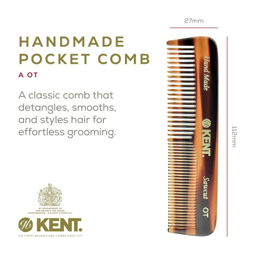 Miniatura 2 de Kent Set de regalo NU19 con peine OT de dientes finos/dientes anchos para cabello, bigote y barba para hombres, mujeres y niños. Juego de viaje