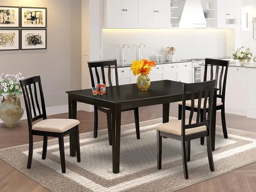 Miniatura 2 de East West Furniture CAAN5-CAP-C - Juego de comedor de 5 piezas que incluye una mesa de comedor rectangular y 4 sillas de cocina tapizadas de tela