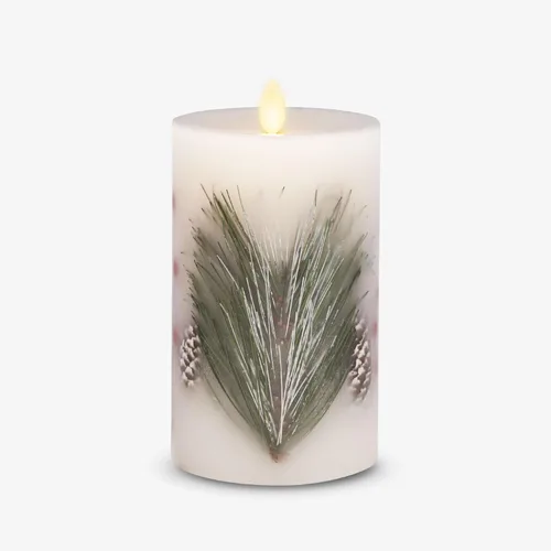 Miniatura 13 de Luminara Vela LED sin llama, de cambray suave, incrustada en concha y estrella de mar, pilar de llama móvil, cera real sin perfume con borde