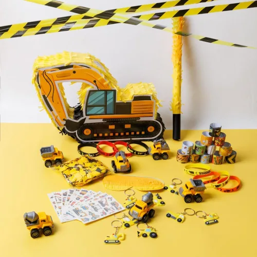 Miniatura 2 de Piñata de construcción Camión volquete piñata para niños Construcción Fiesta de cumpleaños Tractor Excavadora Coche con Vehículos Juguetes Pulseras