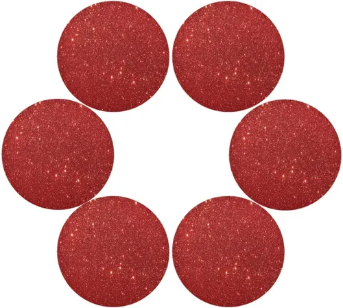 Miniatura 3 de Manteles individuales rosados con purpurina rosa para manteles individuales para mesa de cocina, manteles individuales para fiestas de hierba