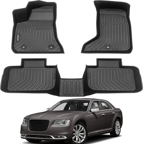 Alfombrillas de goma para auto para todo clima compatibles con Chrysler 300 AWD 2011-2023 (No para RWD) y Dodge Charger 2011-2022, juego completo