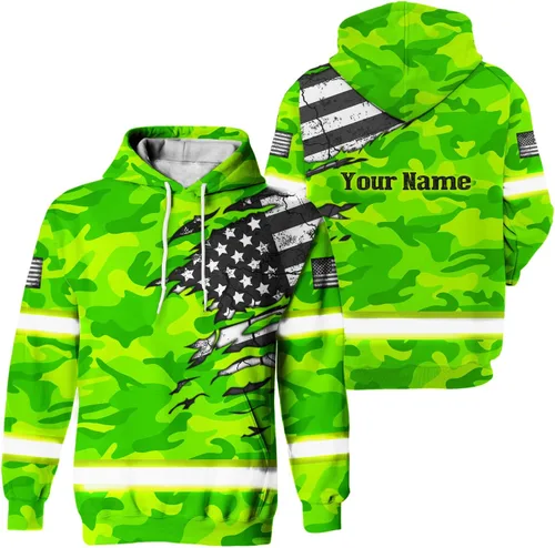 Miniatura 27 de Camisa de alta visibilidad con bandera de Estados Unidos de color para hombres y mujeres, con nombre personalizado, camisa de seguridad reflectante