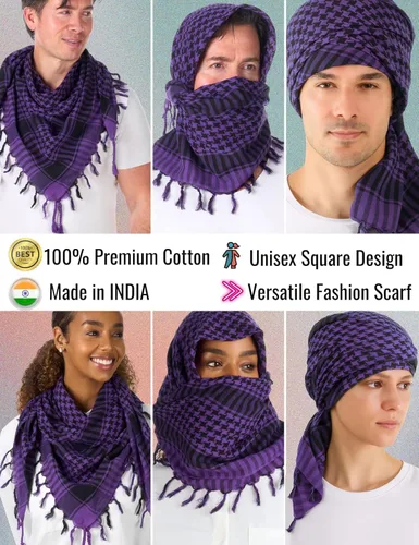 Miniatura 57 de LOVARZI Shemagh Cottons Arab Keffiyeh - Bufanda militar táctica para cabeza y cuello