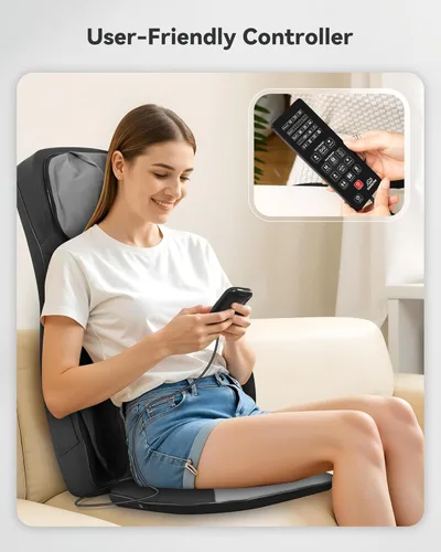 Miniatura 9 de Snailax Masajeador Shiatsu de Cuello y Espalda con Calor, Masajeador de Cuello de Altura Ajustable con Rodillos, Almohada de Masaje para Silla