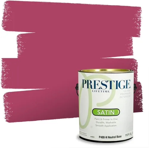 Miniatura 17 de Prestige Paints E100-T-SW6591 Pintura exterior e imprimación en uno, 1 galón, plano, combinación comparable de Sherwin Williams Amaryllis, 1 galón